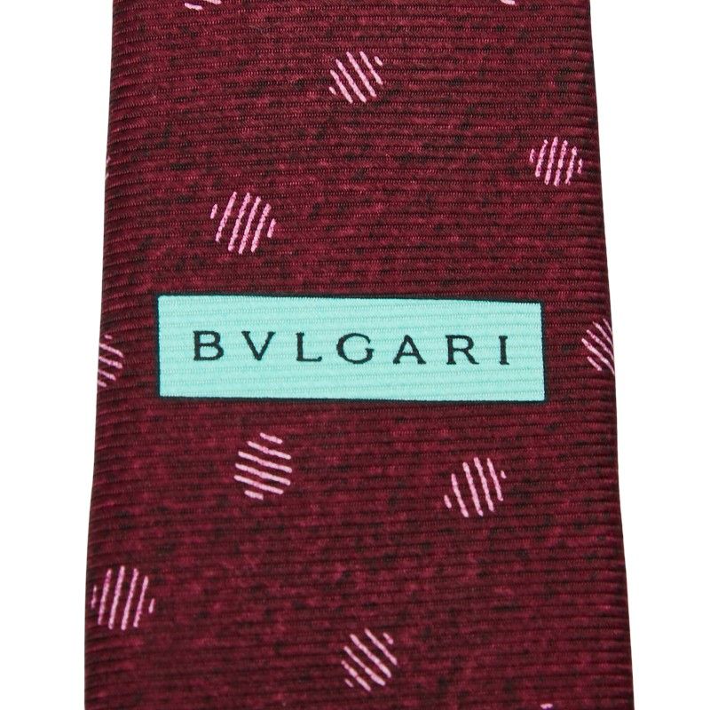 Bulgari Dot Burgundy Bordeaux Silk Men's Bvlgari