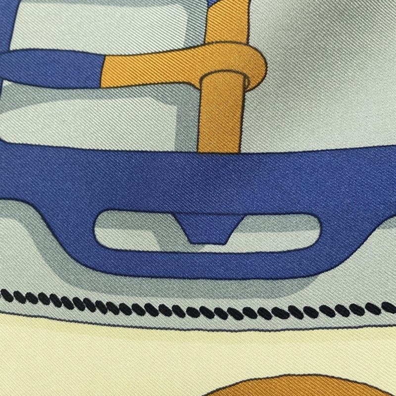 Hermes Scarf Carré 90 Ivory×blue×multi LES Leopards Modernes