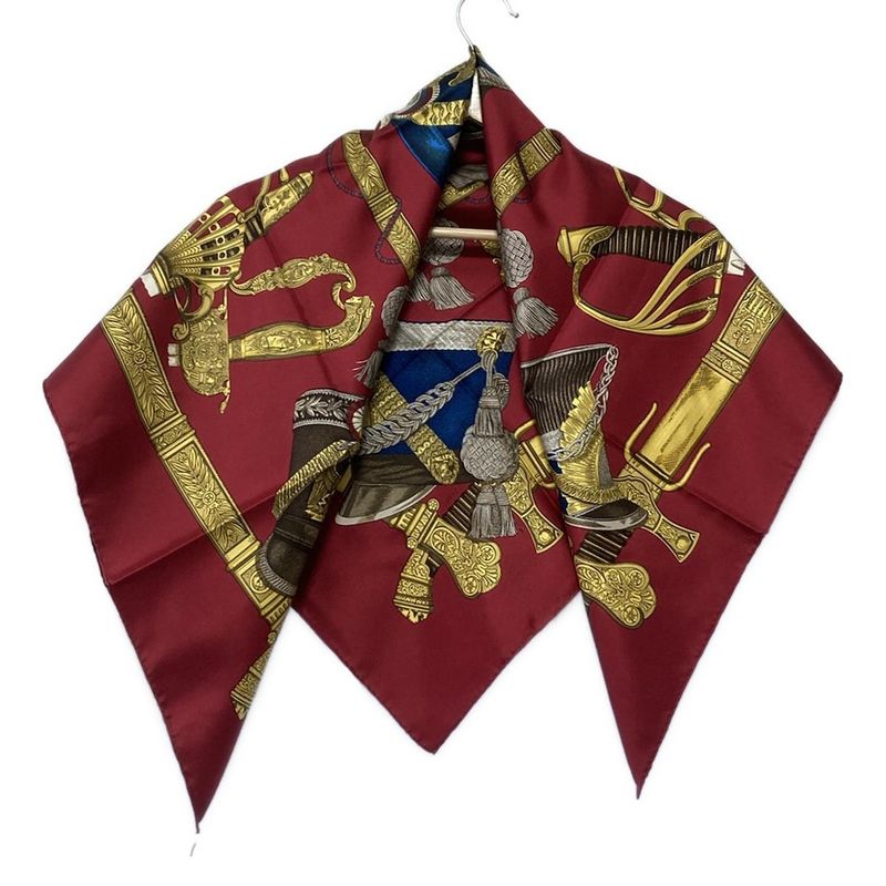 Hermes Carré 90 Like Scarf Red×yellow×multi Grand Uniforme