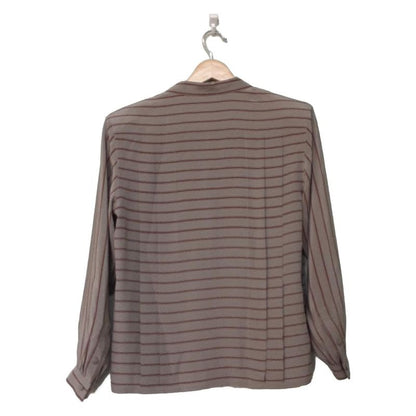 Dior/christian Dior Long Sleeve Shirt Blouse Size M Women's - Gray X Bordeaux X