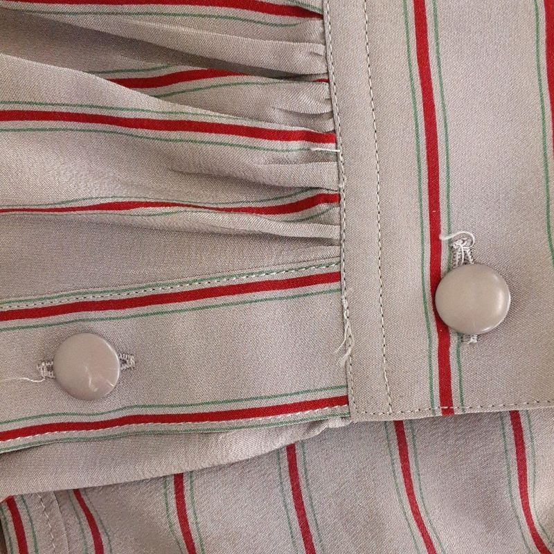 Dior/christian Dior Long Sleeve Shirt Blouse Size M Women's - Gray X Bordeaux X