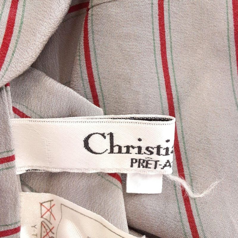 Dior/christian Dior Long Sleeve Shirt Blouse Size M Women's - Gray X Bordeaux X