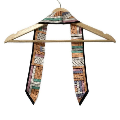 Hermes 063847s 12 White And Pink And Multi Ribbon Scarf Like Scarf 063847s 12