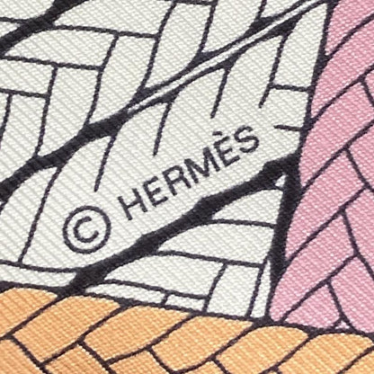 Hermes 063847s 12 White And Pink And Multi Ribbon Scarf Like Scarf 063847s 12