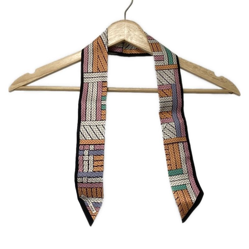 Hermes 063847s 12 White And Pink And Multi Ribbon Scarf Like Scarf 063847s 12