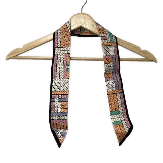 Hermes 063847s 12 White And Pink And Multi Ribbon Scarf Like Scarf 063847s 12