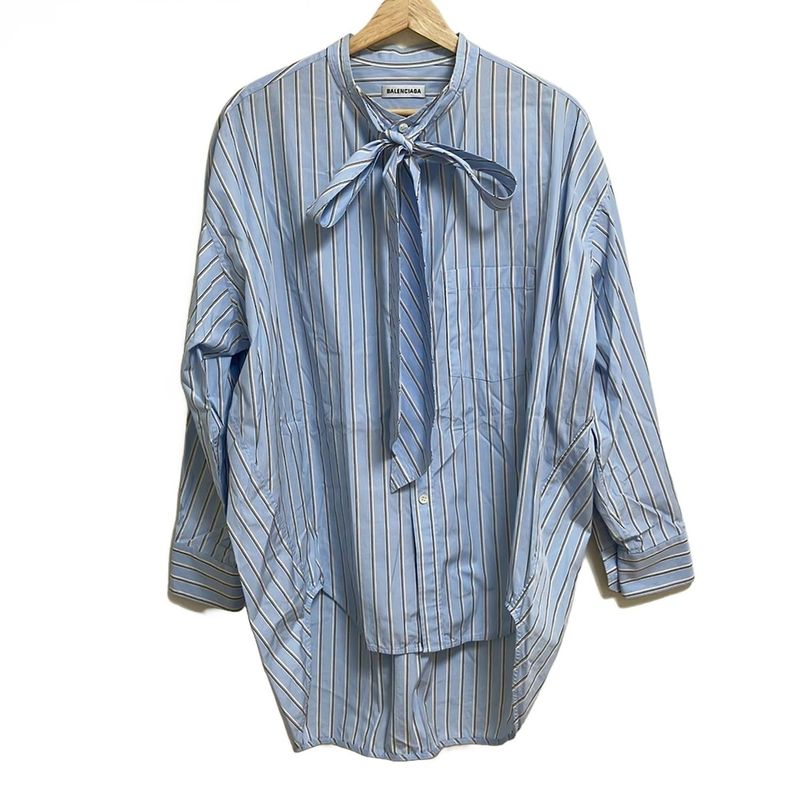 Balenciaga Long Sleeve Shirt Blouse Size 34 S Women - 520497 Tbm02 Light Blue X
