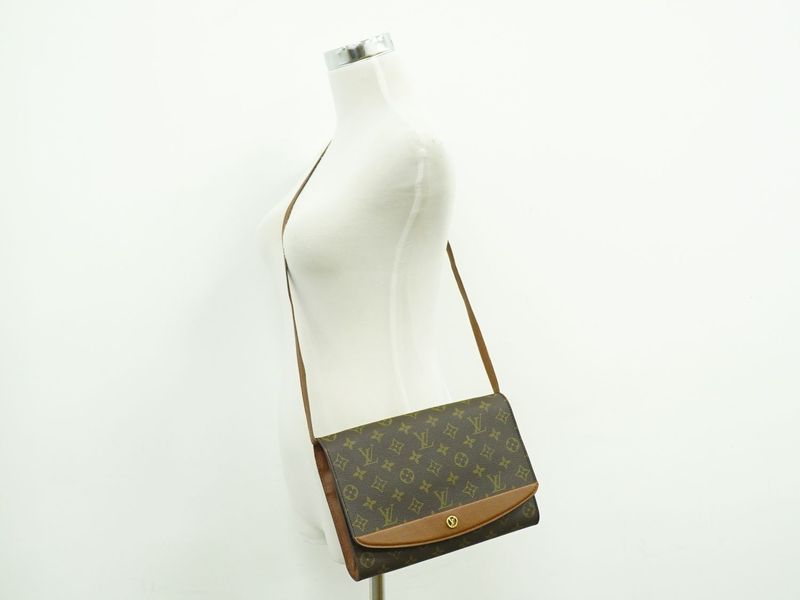 Authentic Louis Vuitton LV Bordeaux Monogram 2WAY Shoulder Bag Clutch Bag Brown