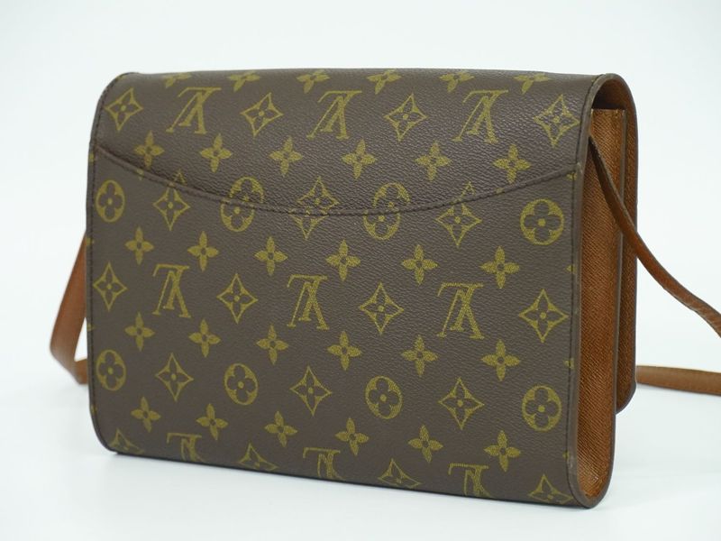 Authentic Louis Vuitton LV Bordeaux Monogram 2WAY Shoulder Bag Clutch Bag Brown