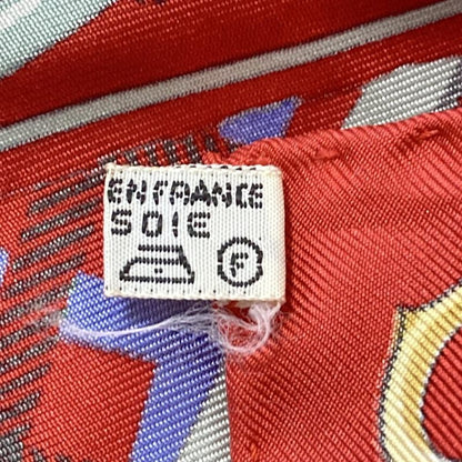 Hermes Scarf Carré 90 Red × Green × Multi Les Voitures Nouveiies