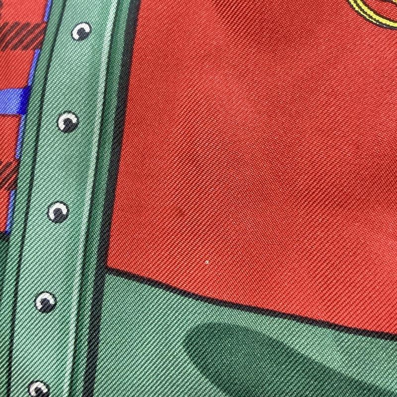 Hermes Scarf Carré 90 Red × Green × Multi Les Voitures Nouveiies
