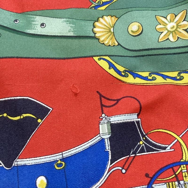 Hermes Scarf Carré 90 Red × Green × Multi Les Voitures Nouveiies