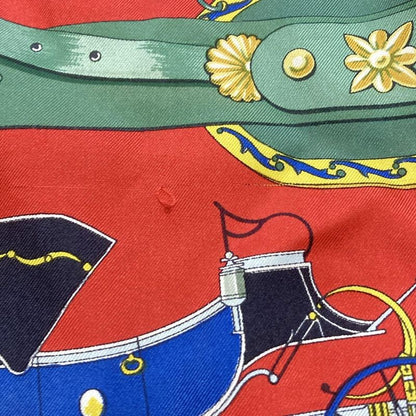 Hermes Scarf Carré 90 Red × Green × Multi Les Voitures Nouveiies