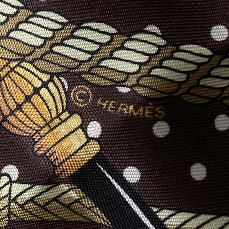 Hermes Scarf Maxi Twillie Navy X Dark Brown X Multi Ribbon Scarf / Clic Clac /