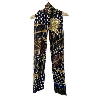 Hermes Scarf Maxi Twillie Navy X Dark Brown X Multi Ribbon Scarf / Clic Clac /