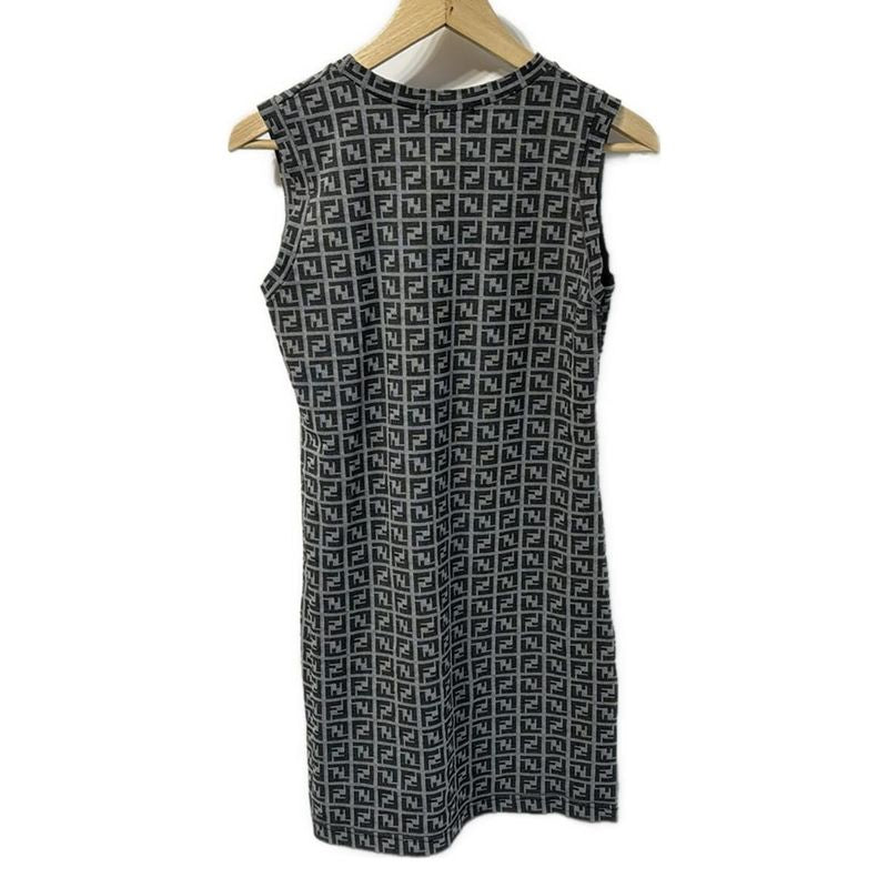 Fendi Dress Size 44 L Women - Gray And Black Crew Neck Sleeveless Knee Length