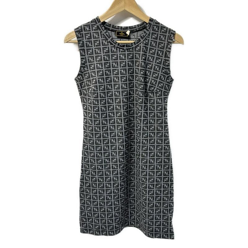 Fendi Dress Size 44 L Women - Gray And Black Crew Neck Sleeveless Knee Length