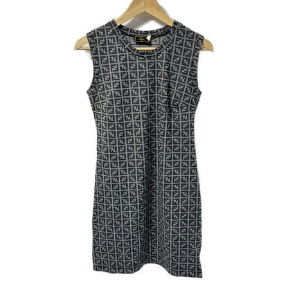 Fendi Dress Size 44 L Women - Gray And Black Crew Neck Sleeveless Knee Length