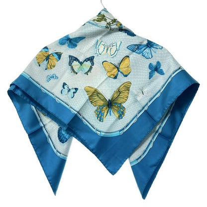 Hermes Scarf Carré 90 Blue×light Blue×multi Farandole/butterfly