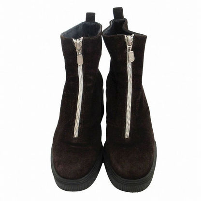 Fendi Front Zip Back Logo Boots Brown Dark Brown Size 22cm (8.66in) Women's