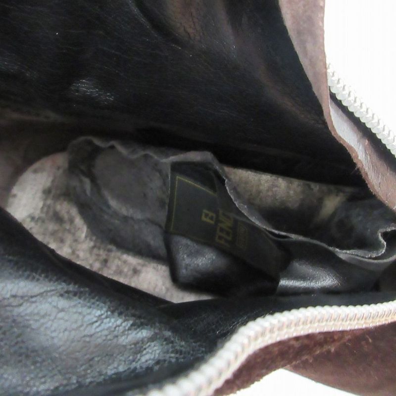 Fendi Front Zip Back Logo Boots Brown Dark Brown Size 22cm (8.66in) Women's