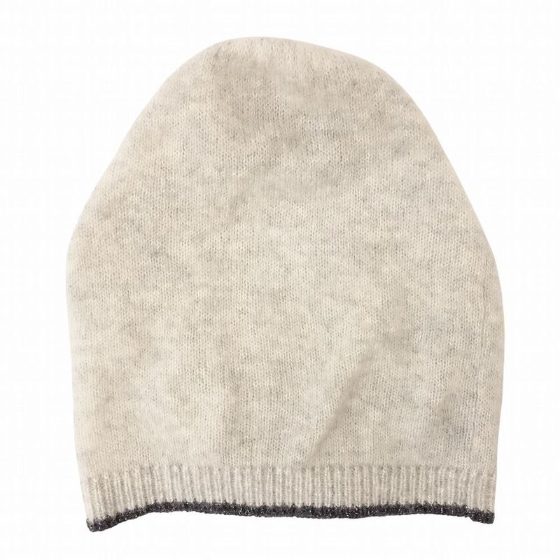 Chanel Cashmere Coco Logo Knit Cap Beanie Hat Light Gray Men Women