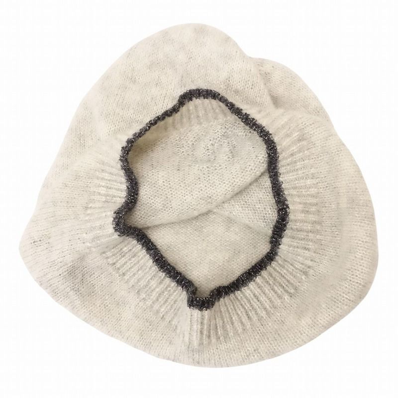 Chanel Cashmere Coco Logo Knit Cap Beanie Hat Light Gray Men Women