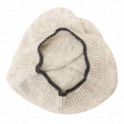 Chanel Cashmere Coco Logo Knit Cap Beanie Hat Light Gray Men Women
