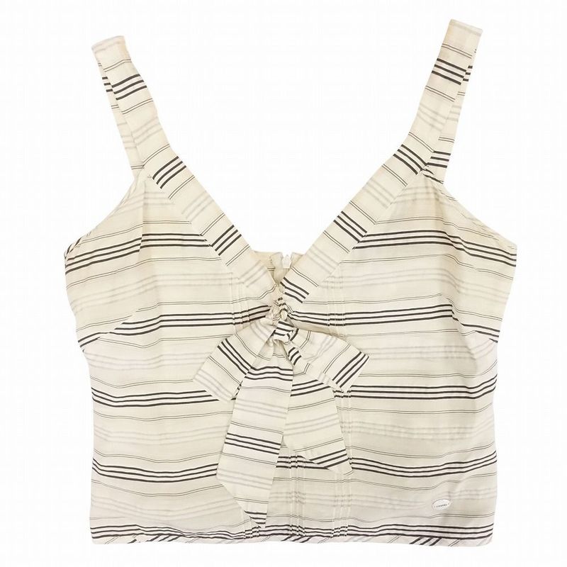 Chanel 06c P27875v17660 Striped Camisole Top Ribbon White Size M Women
