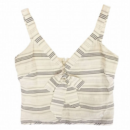 Chanel 06c P27875v17660 Striped Camisole Top Ribbon White Size M Women