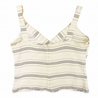 Chanel 06c P27875v17660 Striped Camisole Top Ribbon White Size M Women