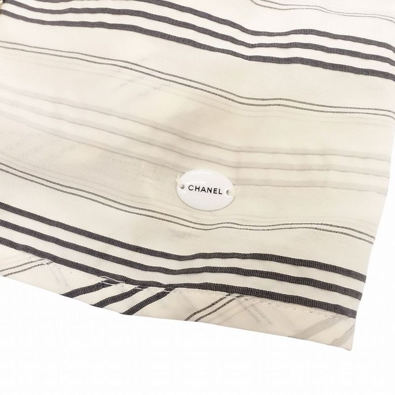 Chanel 06c P27875v17660 Striped Camisole Top Ribbon White Size M Women
