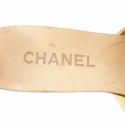 Chanel Bicolor Coco Mark Platform Mules Sandals Wood Sole 37 23.5cm (9.25in)