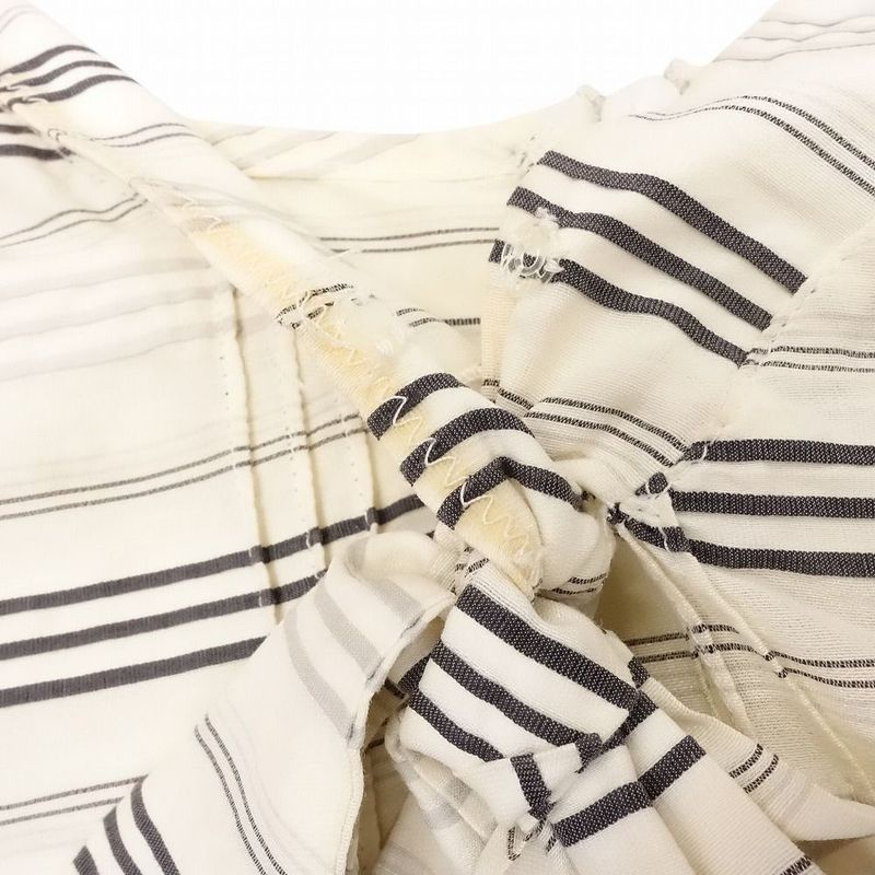 Chanel 06c P27875v17660 Striped Camisole Top Ribbon White Size M Women