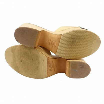 Chanel Bicolor Coco Mark Platform Mules Sandals Wood Sole 37 23.5cm (9.25in)