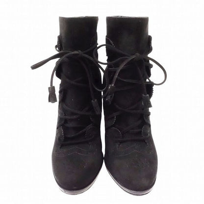 Hermes Suede Short Boots Ghillie Tassel Lace Up Shoes Size 37.5 24cm (9.45in)