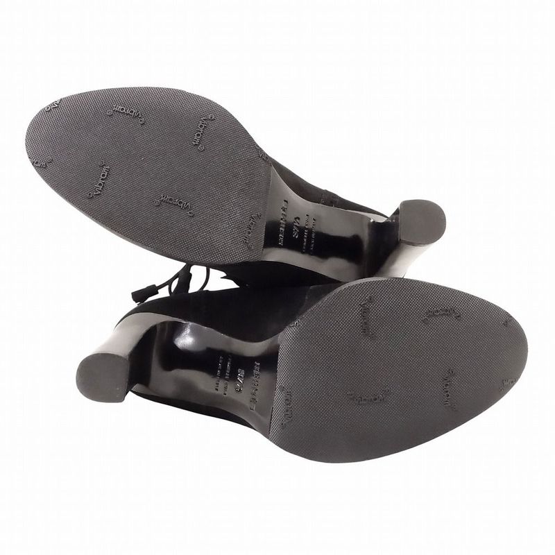 Hermes Suede Short Boots Ghillie Tassel Lace Up Shoes Size 37.5 24cm (9.45in)