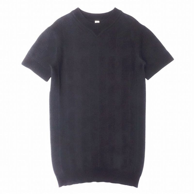 Hermes Knit Dress Short Sleeves Crew Neck Virgin Wool All Over Made in Italy 42