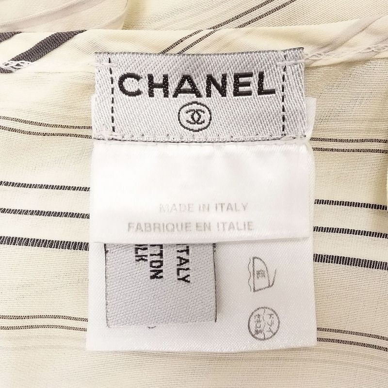 Chanel 06c P27875v17660 Striped Camisole Top Ribbon White Size M Women