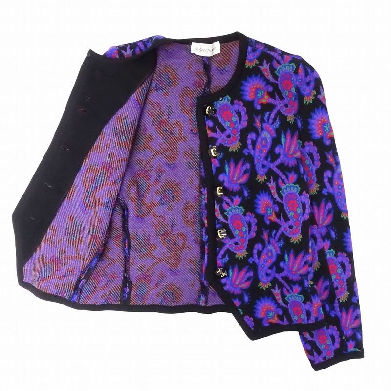 Vintage Yves Saint Laurent Paisley Pattern Cardigan Jacket