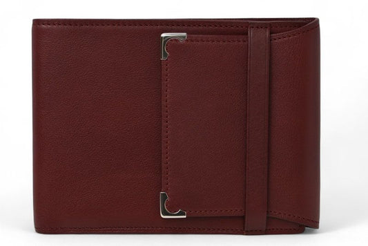 Cartier Fold Wallet Trifold Vintage Cartier Wallet Cabochon Line Calf Bordeaux