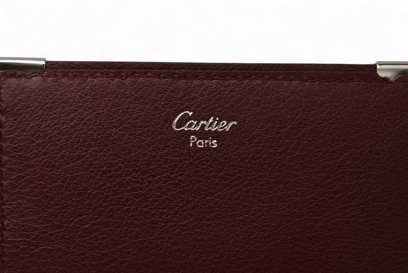 Cartier Fold Wallet Trifold Vintage Cartier Wallet Cabochon Line Calf Bordeaux