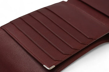 Cartier Fold Wallet Trifold Vintage Cartier Wallet Cabochon Line Calf Bordeaux