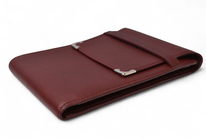 Cartier Fold Wallet Trifold Vintage Cartier Wallet Cabochon Line Calf Bordeaux