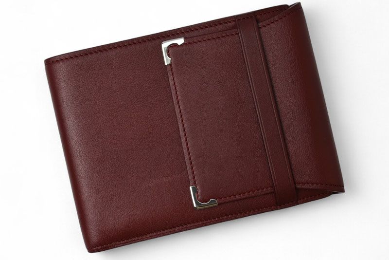 Cartier Fold Wallet Trifold Vintage Cartier Wallet Cabochon Line Calf Bordeaux
