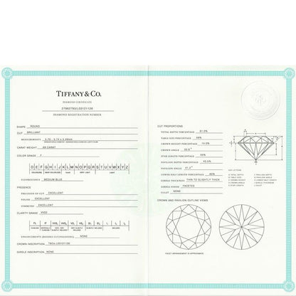 Tiffany & Co Solitaire 069ct Diamond Ring F-vvs2-3ex Pt950