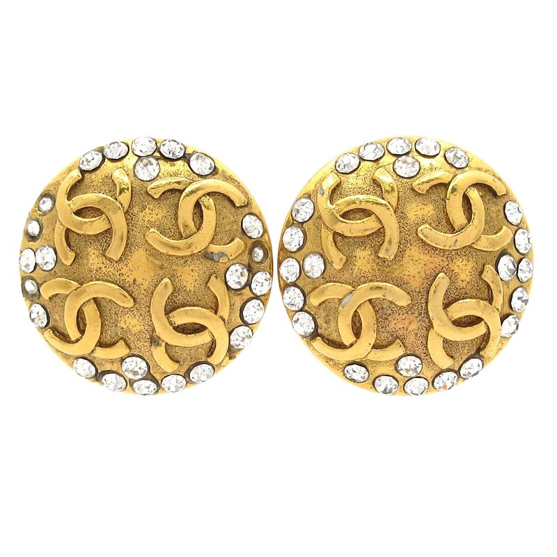 Chanel Earrings - Gold And Clear Coco Mark