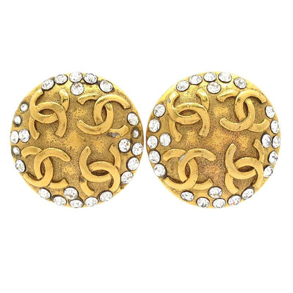 Chanel Earrings - Gold And Clear Coco Mark