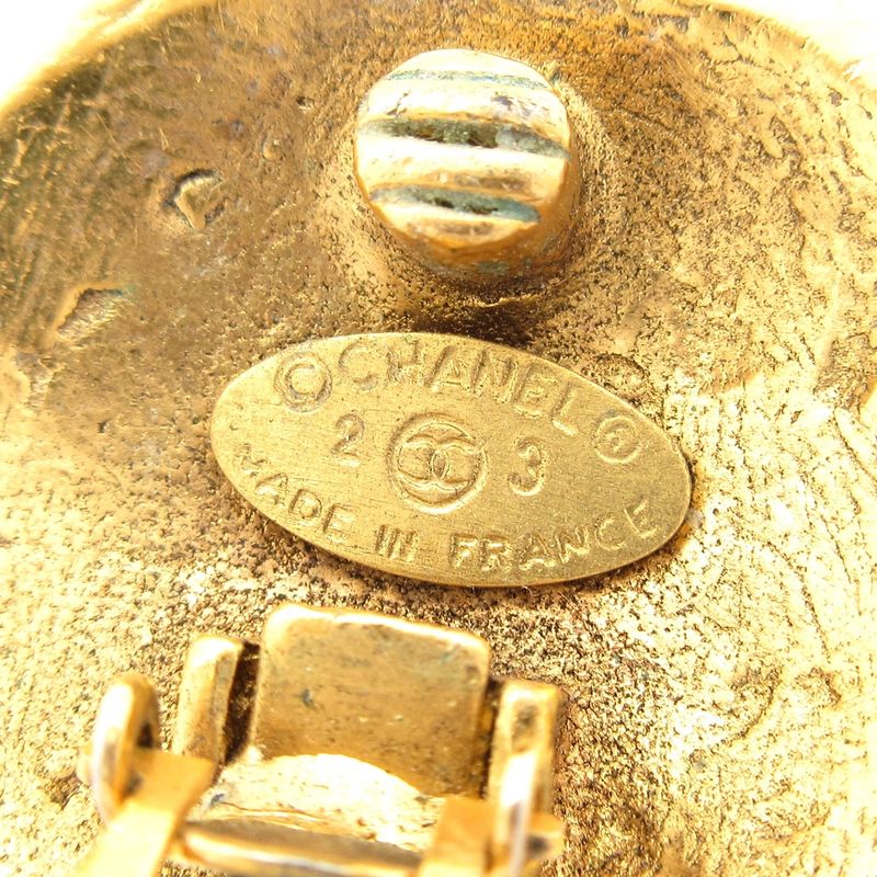 Chanel Earrings - Gold And Clear Coco Mark