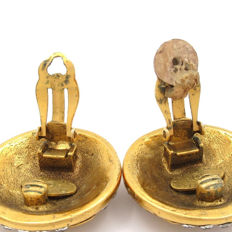 Chanel Earrings - Gold And Clear Coco Mark